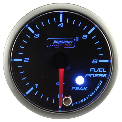 Indicador Presión Combustible Prosport Stepper Motor Peak Series 52mm Azul - Imagen 2