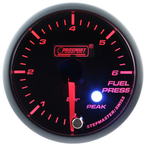 Indicador Presión Combustible Prosport Stepper Motor Peak Series 52mm Ámbar