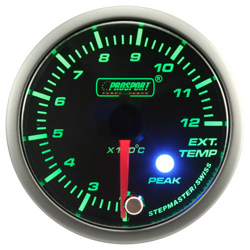 Indicador EGT Prosport Serie Peak 52mm Verde Motor Paso a Paso