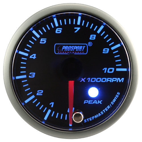 Indicador de Tacómetro Prosport Stepper Motor Peak Series 52mm Azul - Imagen 2