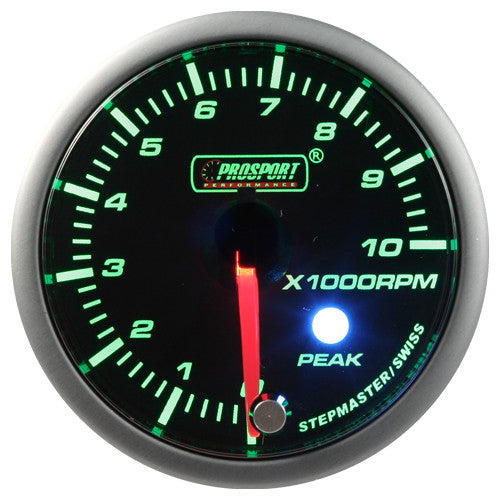Indicador Taquímetro Prosport Stepper Motor Peak Series 52mm Verde