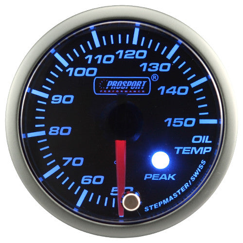 Indicador Temperatura Aceite Prosport Stepper Motor Peak Series 52mm Azul