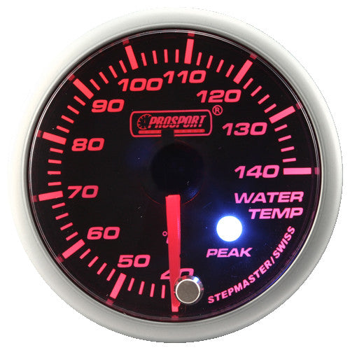 Indicador de Temperatura de Agua Prosport Stepper Motor Peak Series 52mm Ámbar