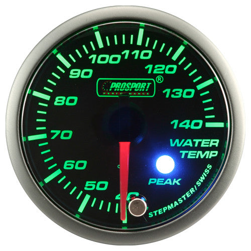 Indicador Temperatura Agua Prosport Stepper Motor Peak Series 52mm Verde