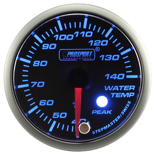 Indicador Temperatura Agua Prosport Stepper Motor Peak Series 52mm Azul
